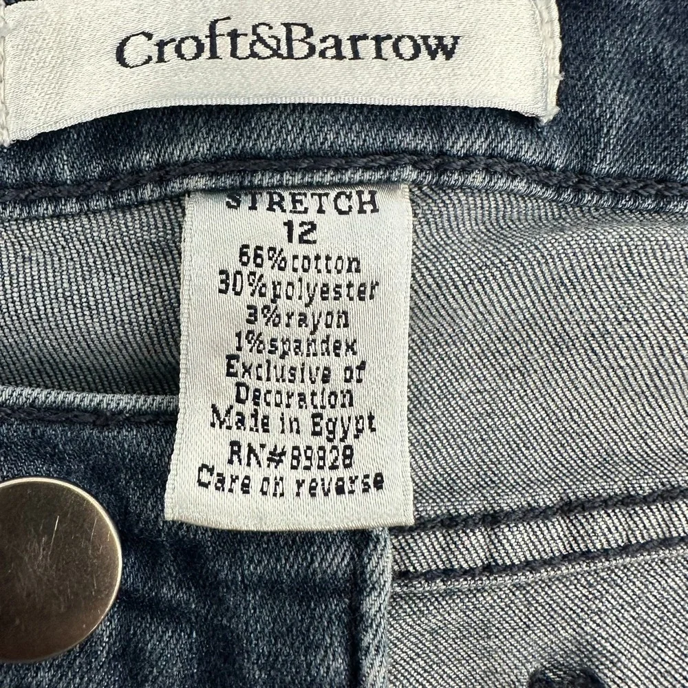 Croft & Barrow Capri Jeans Womens 12 Blue Denim Medium Wash Stretch Comfort